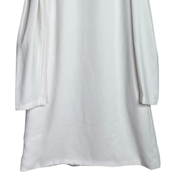 Wai Ming Dunn Cold Shoulder Ruffle Long Sleeve Shift Mini Dress Pockets 4 White - Picture 4 of 15
